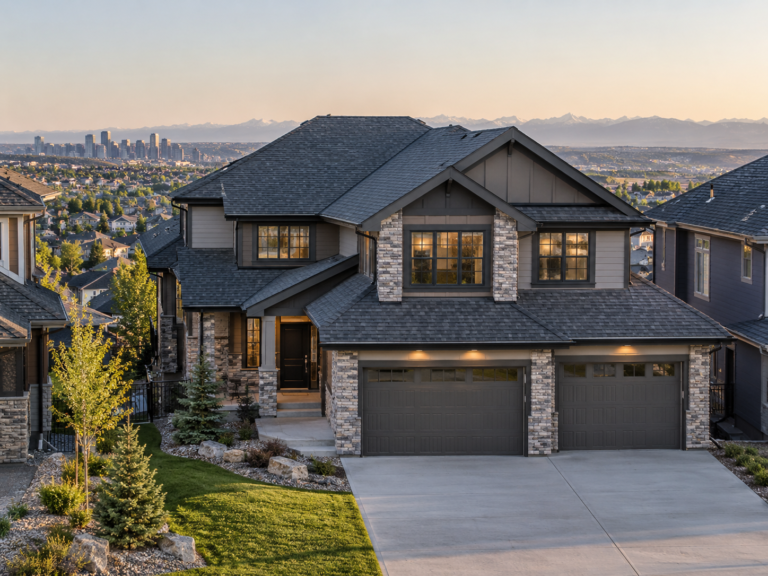 Architectural asphalt shingle roof on a detached home