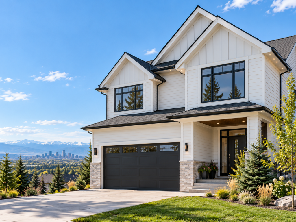 Calgary suburban home finished with horizontal vinyl siding